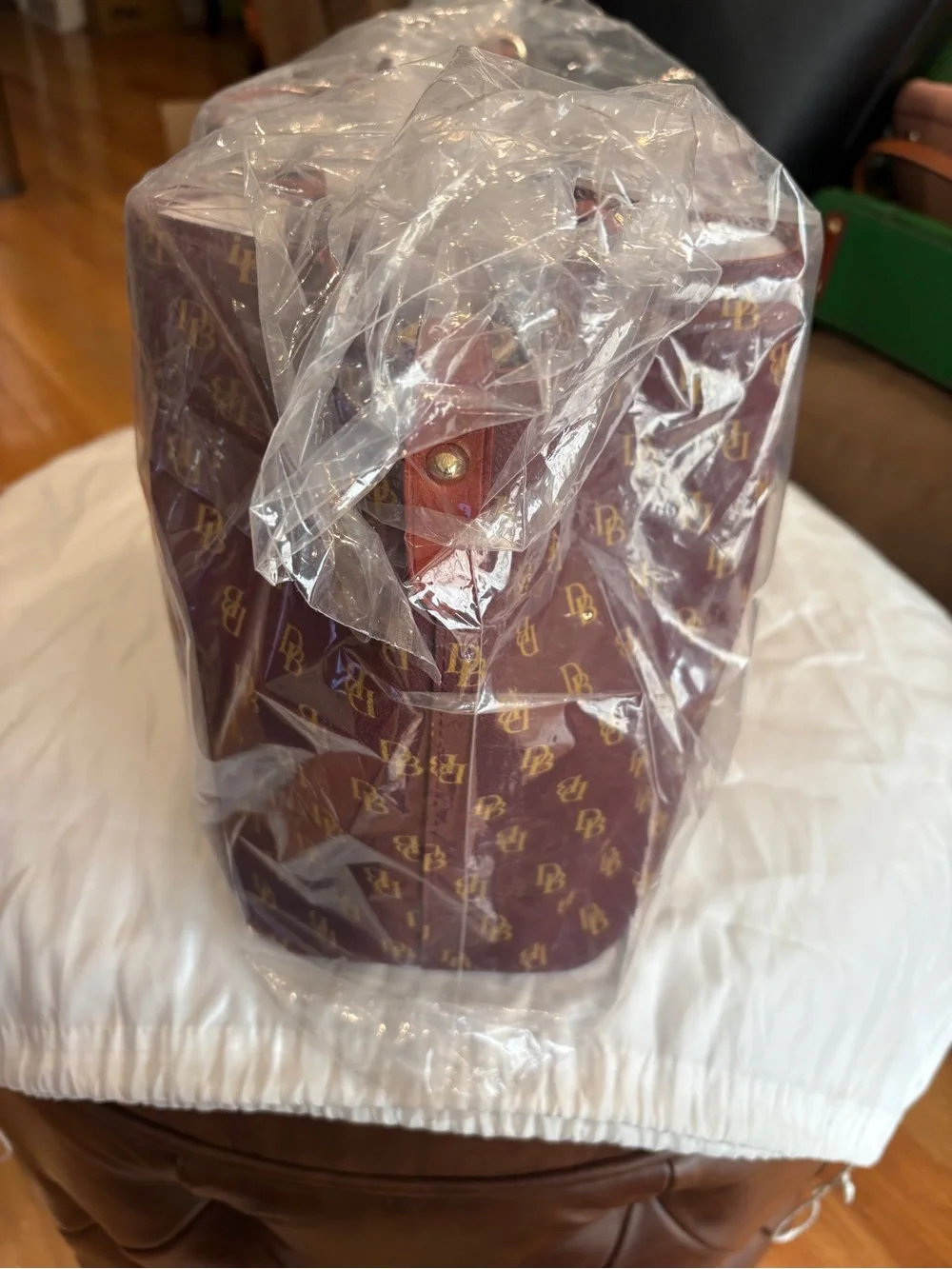Dooney & Bourke Brown Leather Satchel with Gold Hardware